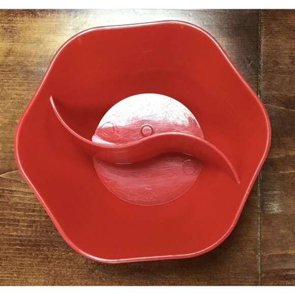 6 RED JARRAT INDUSTRIES DOUBLE DIPPER BOWL DISHWASHER MICROWAVE SAFE BPA FREE - Picture 4 of 4